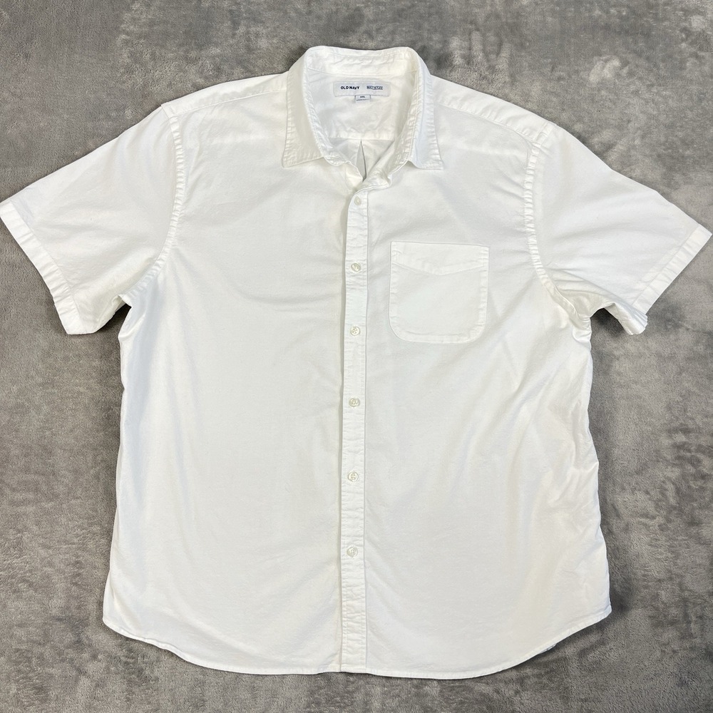 Old Navy Mens Shirt Classic Fit Built In Flex Size XXL White Short Sleeve Button